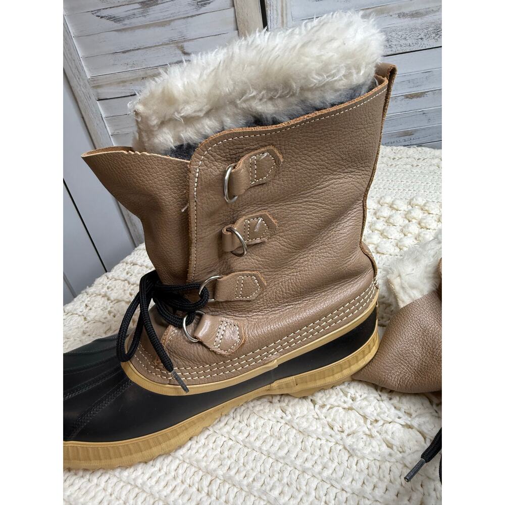 VINTAGE SOREL KAUFMAN MANITOU Men's 9 Winter Pac Snow Boots Tan Black - Picture 13 of 16